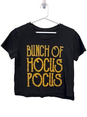 Freeze Crop Top Size Large Bunch Of Hocus Pocus Graphic Tee Black Gold Essential